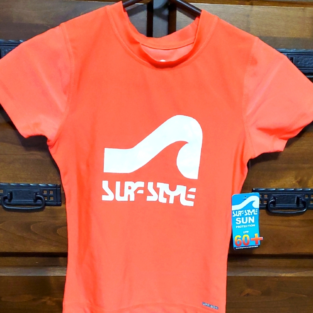 Surf Style Coral And White RashGuard